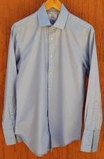 JOHN FRANCOMB Classics/TM LEWIN - GENTS BLUE FITTED TWILL SHIRT Size 15.5 (39cm)