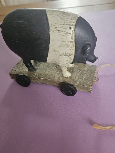 Vintage pig pull toy - toy, pot