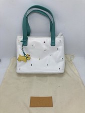 Radley London White Leather Bag - Teal Handles, Multicolour Dots, Yellow Dog Tag