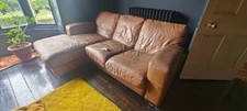 DFS Tan Leather Caesar Sofas / Suite