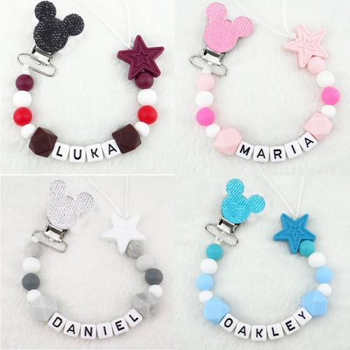 Bling personalised dummy clip - personalised,