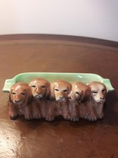 Pottery Ash Tray Beswick Beautiful 5 Spaniel Puppies Ash Tray C 1930s Antique 