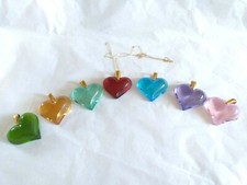 LALIQUE PENDANT CRYSTAL GOLD LARGE HEART'S ALL COLOURS  WITH 9CT GOLD CHAIN