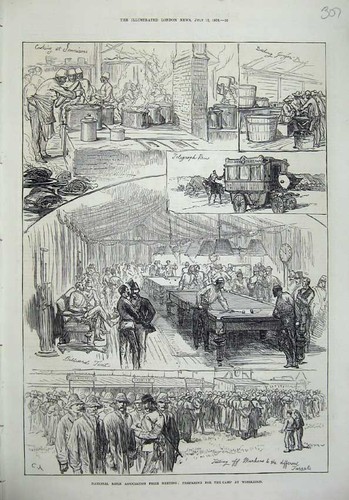 Original old antique print - old,