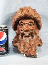 VINTAGE JAPANESE WOOD HAND CARVED IKI NINGYO FACE MASK BEARDED MAN