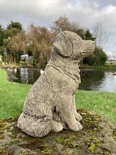 RECONSTITUTED STONE GARDEN SITTING LABRADOR DOG STATUE ORNAMENT