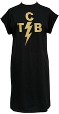 Womens Rockabilly High Neck T-Shirt Dress TCB Lightning Bolt Elvis