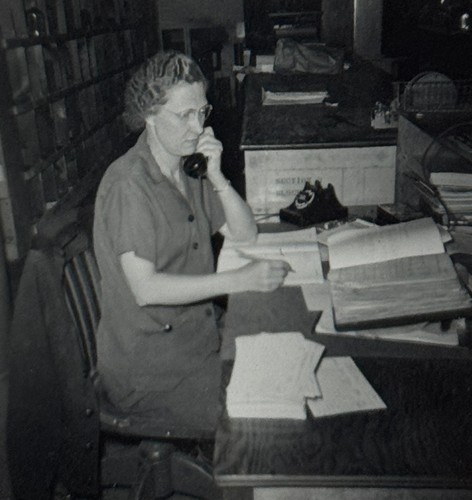1950s woman office - desk, phone