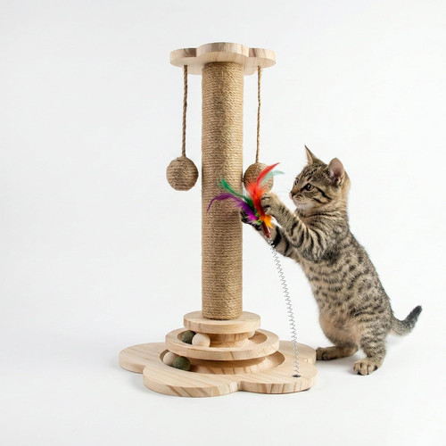 Wooden cat scratching post for - wooden,