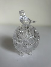 Hofbauer Byrdes German Collection Vintage Crystal Glass Trinket Dish with Bird