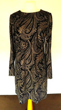NEXT BLACK AND GOLD VELOUR DRESS SIZE 16 NEW