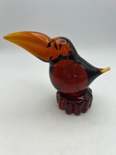 Vintage Toucan Art Glass Amber