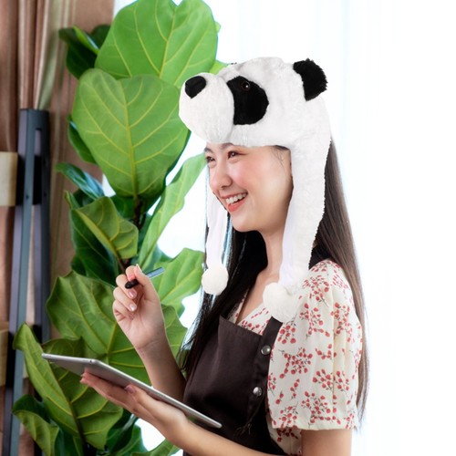 Cartoon panda hat - cartoon,