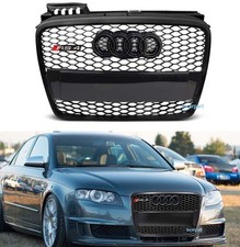Grille For 2005-2008 Audi A4 B7 Grill Front RS4 Style Mesh Grille w/Badge Black