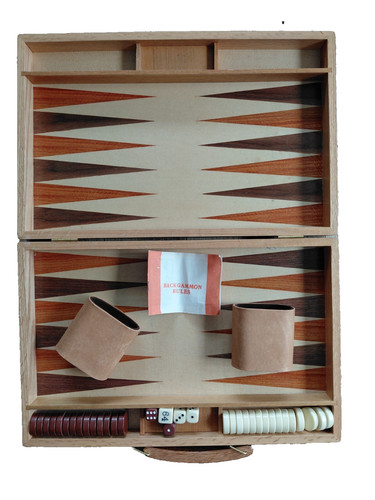 Large wooden backgammon set - wooden,