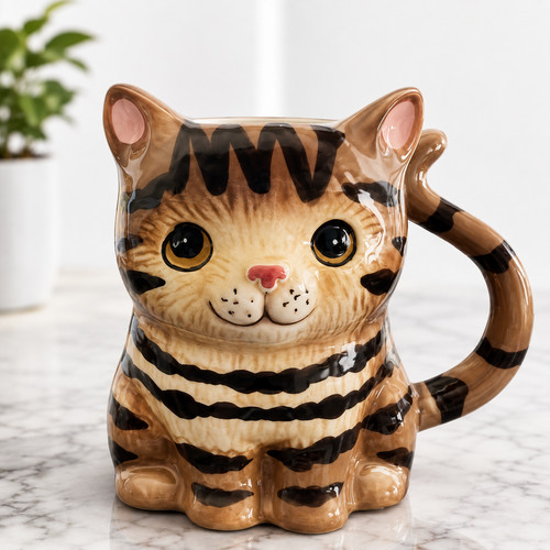 Tabby cat kitten mug tea - cat, 3d