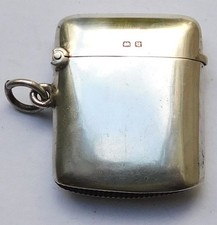 NO RESERVE HM 1919 Sterling Silver Vesta Case Match Safe Vintage Antique