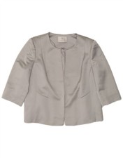 JACQUES VERT Womens Open 3/4 Sleeve Blazer Jacket UK 24 4XL Grey Polyester CR07