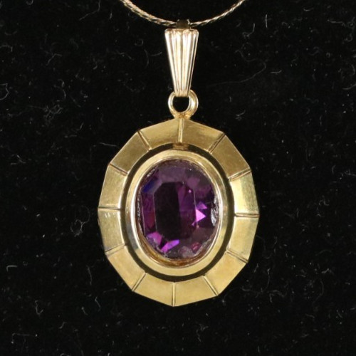 9ct gold amethyst - amethyst, pendant