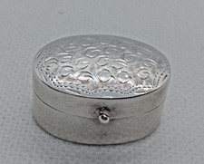 Fully Hallmarked 925 Silver Oval Foliate Engraved Trinket/Pill Box By CME