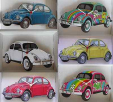 CLASSIC VW BEETLE CAR WALL CLOCK.NEW & BOXED.6 DESIGNS TO CHOOSE FROM.MADE IN UK