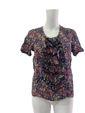 Cath Kidston Blouse Top T-Shirt Size 12 Womens EU40 Purple Mix Floral Frilled