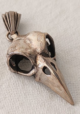 Crazy Pig Designs Silver Bird Skull pendant medium size