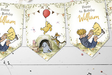 Personalised Winnie the Pooh & Friends Bunting Baby Shower Birthday, Christening