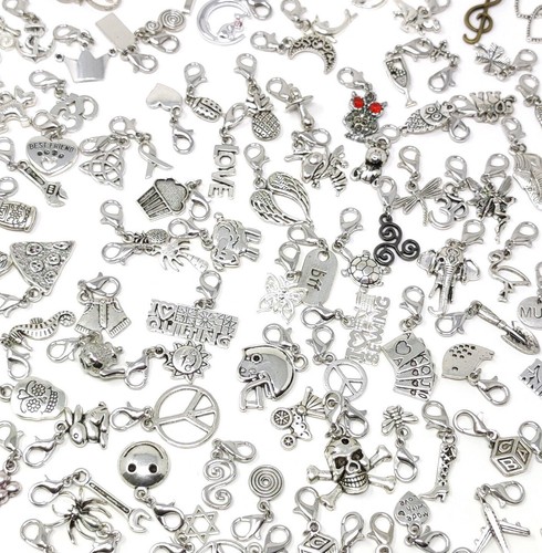 Tibetan silver clip charms - tibetan,