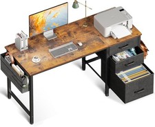 Coleshome Computer Desk with Drawers, 120×48cm Office Desk with Storage