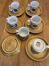 Vintage Tognana Porcellana d'Italia 6 Coffee Cup and Saucer Set