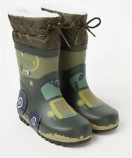 BNWT INFANT BOYS KHAKI CUFFED TRACTOR WELLINGTON BOOTS WELLIES UK SIZE 4 EUR 21