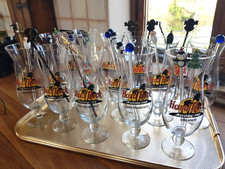 Hard Rock Cafe Cocktail Glasses, Hurricane + stirrer stick