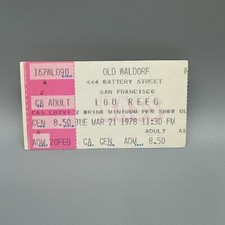 MAR 21, 1978 LOU REED @ OLD WALDORF SF VINTAGE CONCERT TICKET STUB