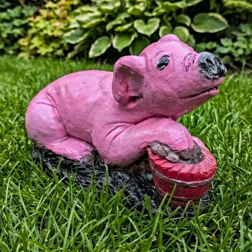 Pink pig resin - statue, &