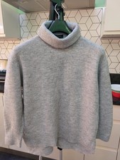 Scandi Grey Sweater Jumper Size M Skiing Snow Warm Pull Over Roll Neck