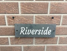 Custom 30x10cm Slate Sign - Hand Engraved Name & Number Plaque