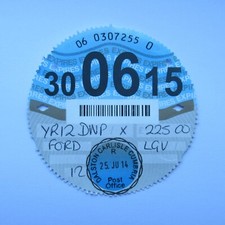 UK Road Tax Disc 30 June 2015 (06 15 Ford Birthday Present Old Car)