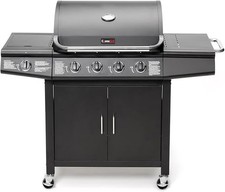 CosmoGrill Pro Deluxe 5 Gas Burner 4+1 Barbecue Grill, Steel Warming Rack, Side-