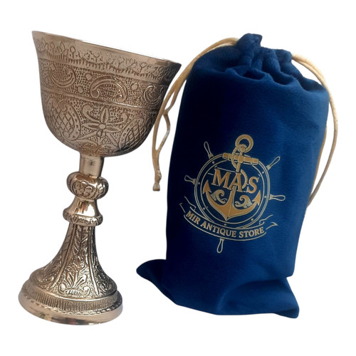Medieval brass wine chalice - medieval,