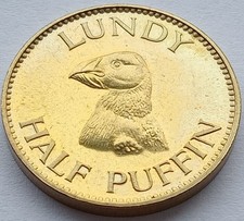 RARE Brass Proof 1965 Lundy half puffin Martin Coles Harman - 3,000 Mintage