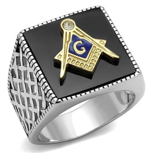 Silver masonic ring onyx