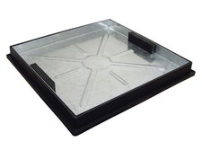 Recessed Manhole Cover with Frame 450x450x46mm Square to Round Locked and Sealed
