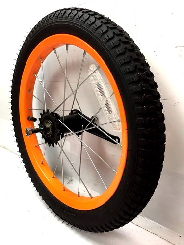 Bicycle rear orange wheel - orange,