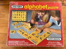 Vintage Victory Alphabet Puzzle 28 Extra Large Plywood Pieces Letters & Pictures
