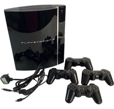 Sony PlayStation 3 PS3 Console with x4 Controllers & Cables CECHL03 - Untested