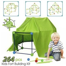 264PC CHILDS KIDS BUILD & PLAY CONSTRUCTION FORT TENT WENDY HOUSE DEN UK STOCK