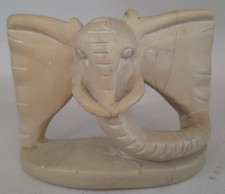 Besmo Hand Carved Soapstone Elephant Head Kenya 8.5cm Beige A42 B457