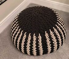 John Lewis chunky knitted pouffe black & white footstool 