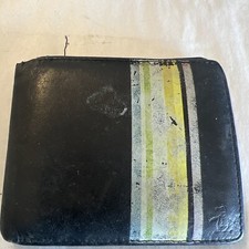 Original Penguin Leather Card Case Wallet Black/yellow. 4 1/2 X 4 Inches.